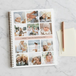 Blush Stripe Photo Collage Notebook