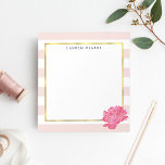 Blush Stripe & Pink Peony Personalised Notepad<br><div class="desc">Chic personalised notepad features a trendy blush pink and white stripe background,  faux gold foil border,  and a vibrant pink watercolor peony flower. Customise with a monogram,  name or text of your choice.</div>