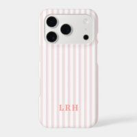 Blush Stripe Vintage Design Tiny Initials Monogram