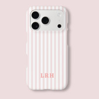 Blush Stripe Vintage Design Tiny Initials Monogram