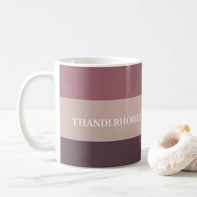 Blush stripes colour palette monogram coffee mug (With Donut)