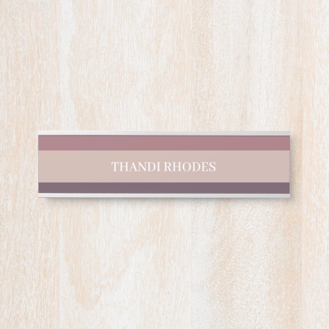 Blush stripes colour palette monogram door sign (Front)