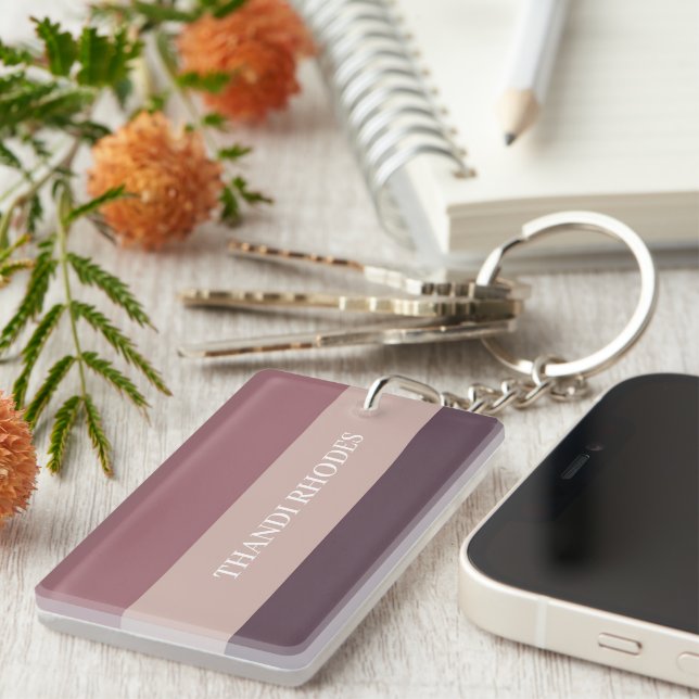Blush stripes colour palette monogram key ring (Front Right)