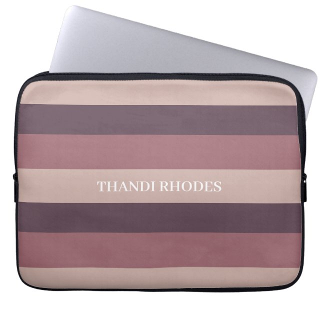 Blush stripes colour palette monogram laptop sleeve (Front)