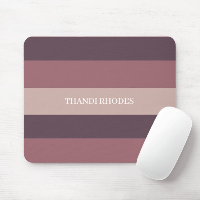 Blush stripes colour palette monogram mouse mat (With Mouse)