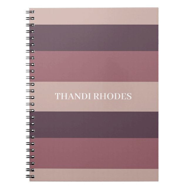 Blush stripes colour palette monogram notebook (Front)