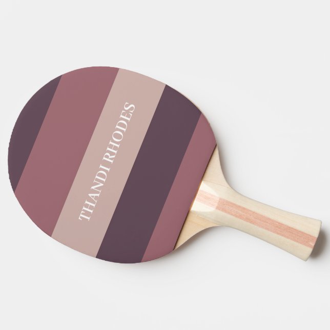 Blush stripes colour palette monogram ping pong paddle (Side)