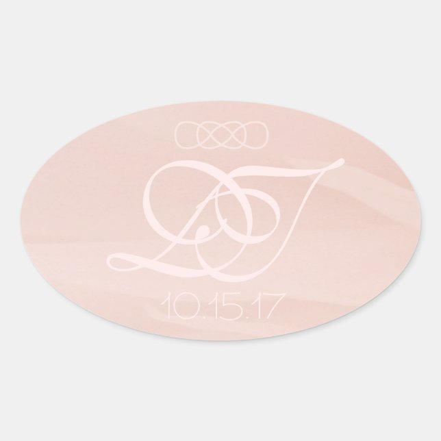 Blush Strokes Oval Envelope Stickers (Front)