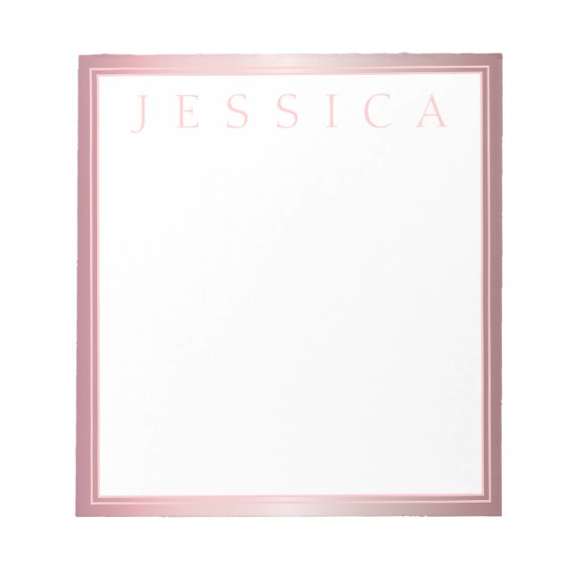 Blush & Subtle Rose Ombre | Your Name Notepad (Front)