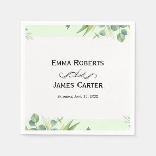 Blush Succulent Greenery Wedding Napkins