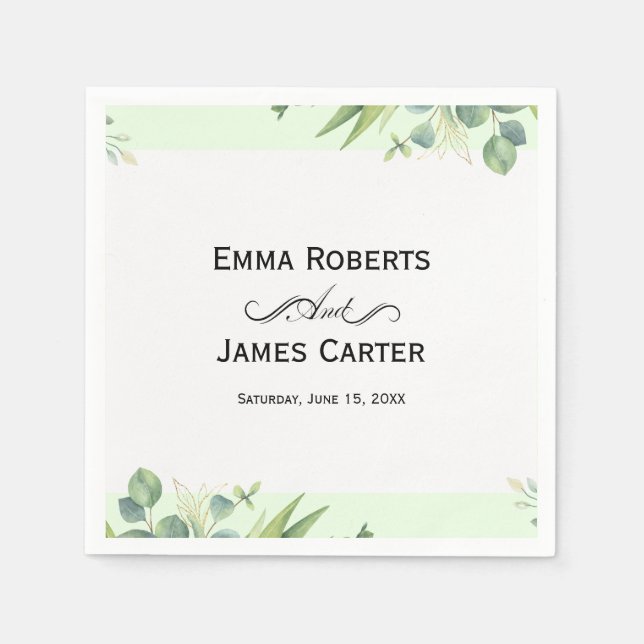 Blush Succulent Greenery Wedding Napkins (Front)