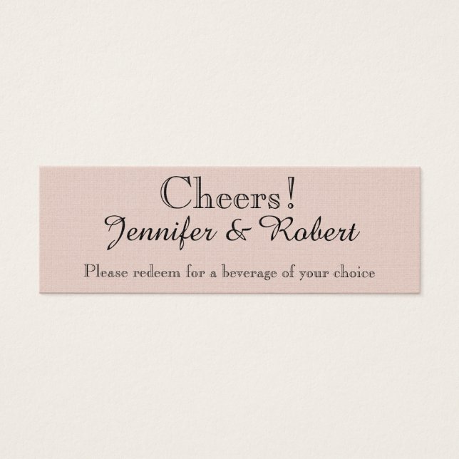 Blush Succulent Wedding Drink Tickets (Front)