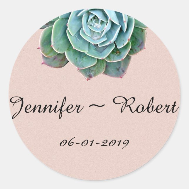 Blush Succulent Wedding Envelope Seals (Front)
