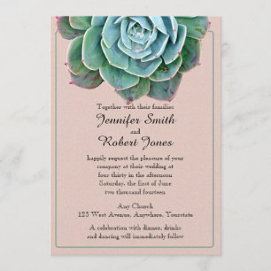 Blush Succulent Wedding Invitation