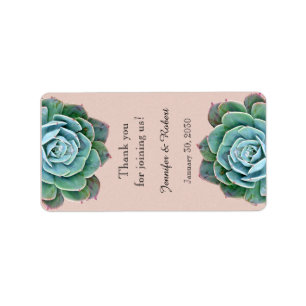 Blush Succulent Wedding Lip Balm Label