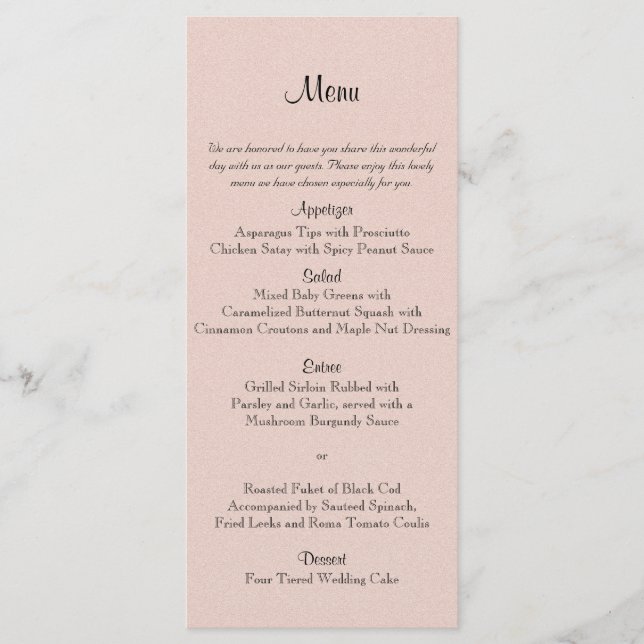 Blush Succulent Wedding Menu (Front)