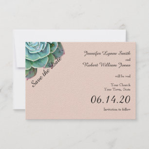 Blush Succulent Wedding Save the Date