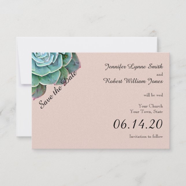 Blush Succulent Wedding Save the Date (Front)