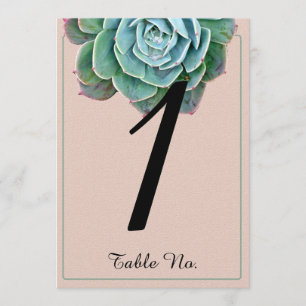 Blush Succulent Wedding Table Number