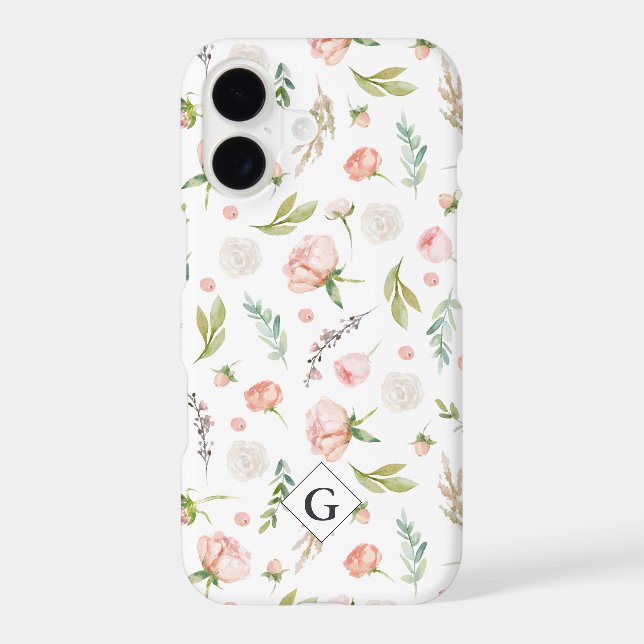 Blush Summer Floral Pattern | Monogram (Back)