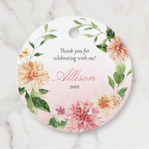 Blush Summer Floral Romantic Bridal Shower Favour Tags