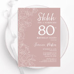Blush Surprise 80th Birthday Invitation<br><div class="desc">Blush pink and white surprise 80th birthday invitation. Modern feminine design features botanical accents and typography script font. Elegant floral invite card perfect for a stylish female surprise bday celebration. Printed Zazzle invitations or instant download digital printable template.</div>