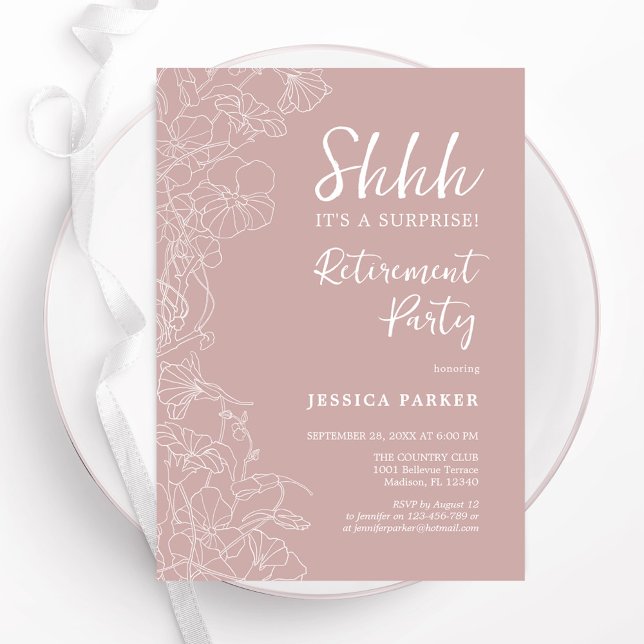 Blush Surprise Retirement Party Invitation (Creator Uploaded)