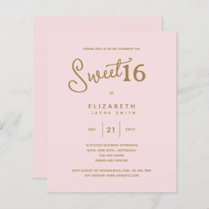 Blush SWEET 16 Modern Elegant Budget Birthday