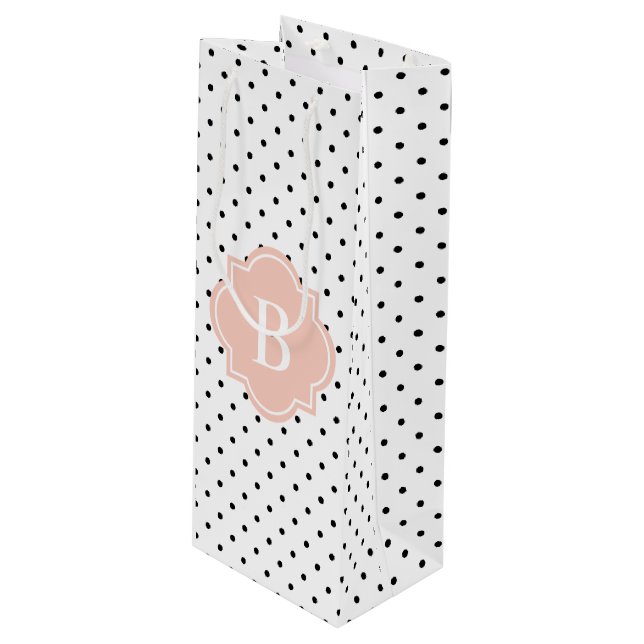 Blush Swiss Dots | Wine Gift Bag (Front Angled)