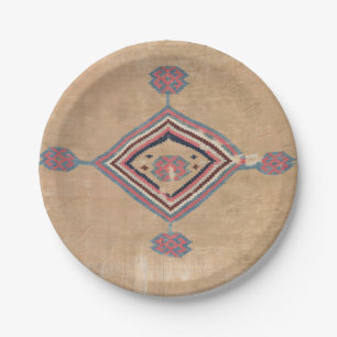 Blush Tan Pink Medallion Baby Blue Cowboy  Paper Plate