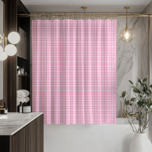 Blush Tartan Shower Curtain Trendy and Clean
