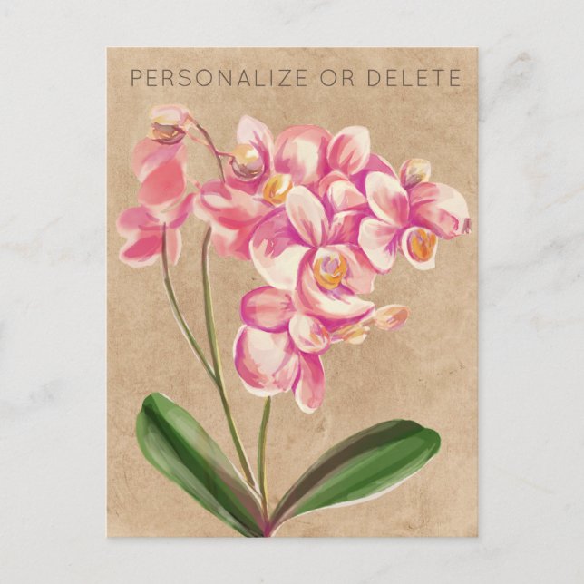  Blush Taupe Orchid Watercolor Floral Personalised Postcard (Front)