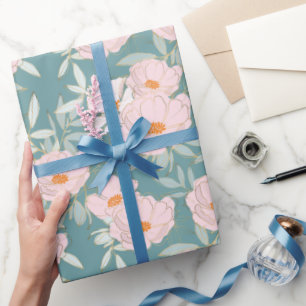 Blush Teal Garden Wrapping Paper
