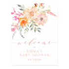 Blush Teal Spring Flowers Baby Shower Welcome Sign