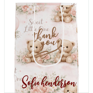 blush teddy bear Floral favour bag