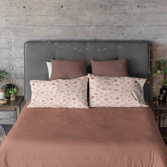 Blush | Terracotta Boho Heart Themed Pattern Pillowcase (Creator Uploaded)