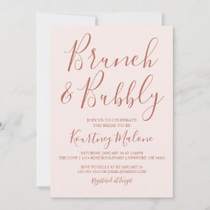 Blush & Terracotta Brunch & Bubbly Bridal Shower Invitation