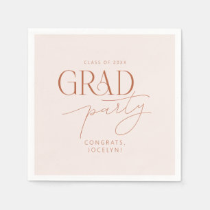 Blush Terracotta Custom Minimalist Grad Party Napkin