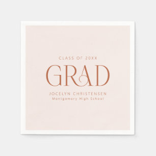 Blush Terracotta Custom Minimalist Grad Party Napkin
