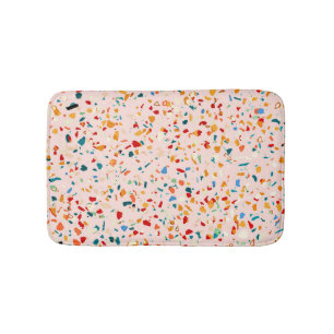 Blush Terrazzo   Pink Eclectic Speckles   Abstract Bath Mat