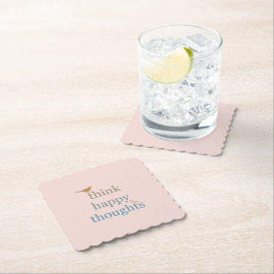 Blush Think Happy Thoughts Birds Paper Coaster