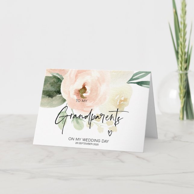 Blush To My Grandparents My Wedding Day Grandma Card (Front)