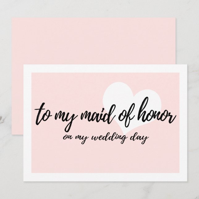 Blush To my maid of honor on my wedding day Invitation (Front/Back)