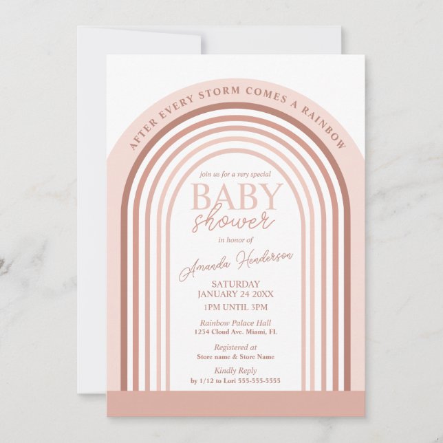 Blush Tone Girl Rainbow Baby | Baby Shower Invitation (Front)