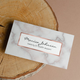 Blush tones pink rose gold white marble pattern business card