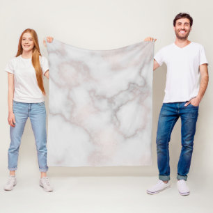 Blush tones pink rose gold white marble pattern fleece blanket