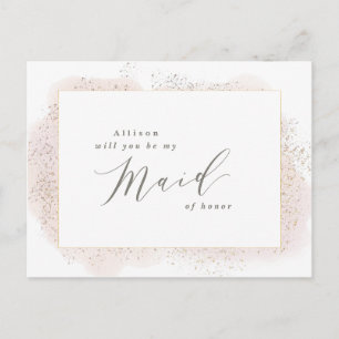 BLUSH TOUCH MAID OF HONOR POSTCARD. INVITATION POSTCARD