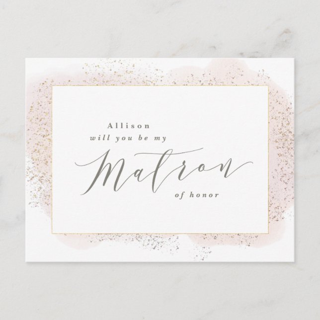 BLUSH TOUCH MATRON OF HONOR POSTCARD. INVITATION POSTCARD (Front)