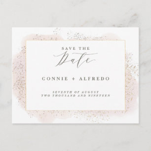 BLUSH TOUCH SAVE THE DATE POSTCARD. ANNOUNCEMENT POSTCARD