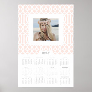 Blush Trellis 16x24 2017 Yearly Photo Calendar Poster
